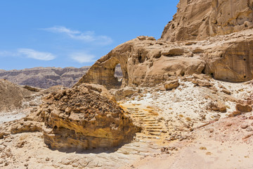 内盖夫沙漠的岩石景观
