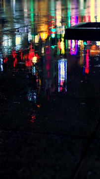 雨 光 雨夜 夜景 城市 灯