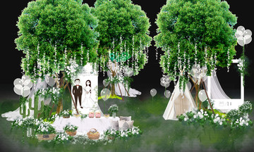 森系婚礼 白绿色婚礼