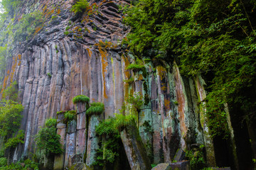 长白山 火山 岩石瀑布流水