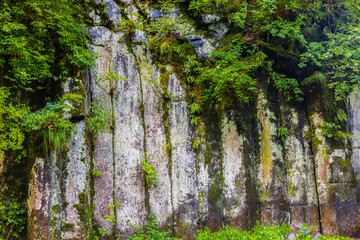 长白山 火山 岩石瀑布流水