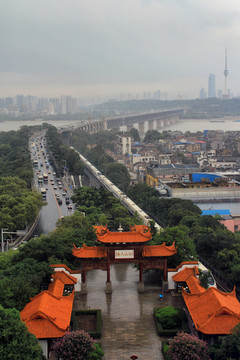 武汉黄鹤楼长江城市风光