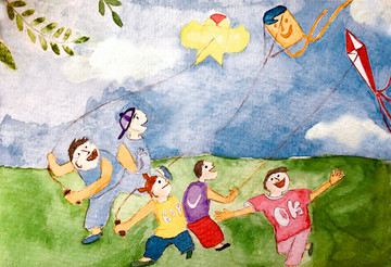 端午 春天 儿童放风筝