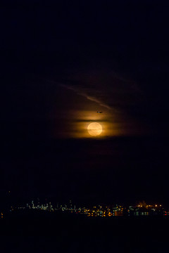 超级月亮 海边 傍晚