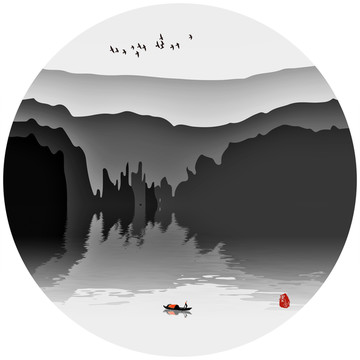 水墨画 意境水墨山水