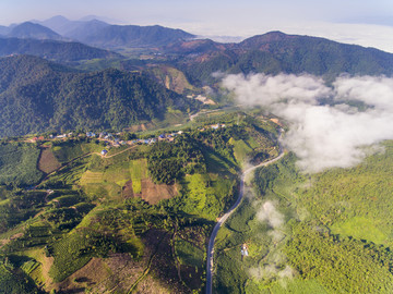 航拍西双版纳勐海县山区