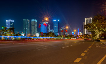 深圳中心区深南大道夜景