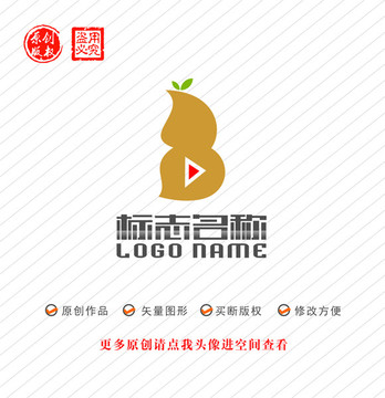 B字母播放葫芦花生logo