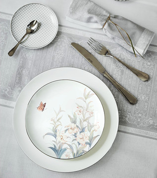 法式 清新 花卉 瓷器 餐盘