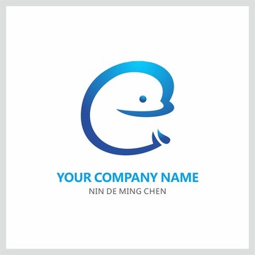 字母e海豚标志动物logo