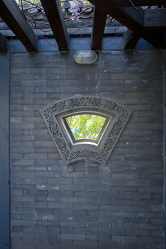 园林中式 建筑 廊窗 砖瓦
