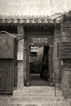 胡同黑白照片 老北京