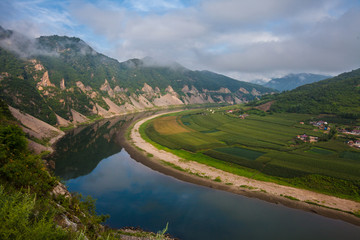 辽宁丹东宽甸浑江峡谷大转弯