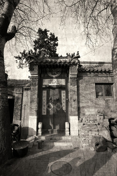 北京胡同 胡同黑白照片 老北京