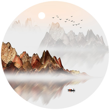新中式抽象意境山水装饰画