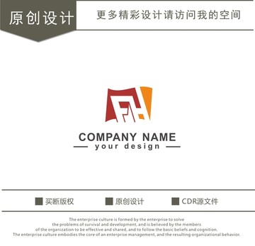 FH字母 旗帜 logo