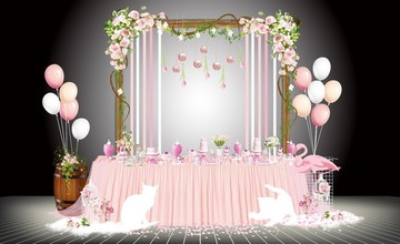 粉色清新户外主题婚礼甜品设计
