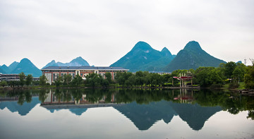 桂林山水 倒影 校园 学校