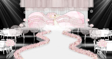 粉色浪漫婚礼主舞台设计图