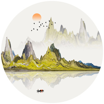 山水画 装饰画 抽象意境山水