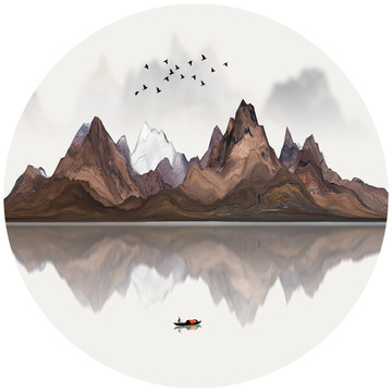 中式抽象山水装饰画