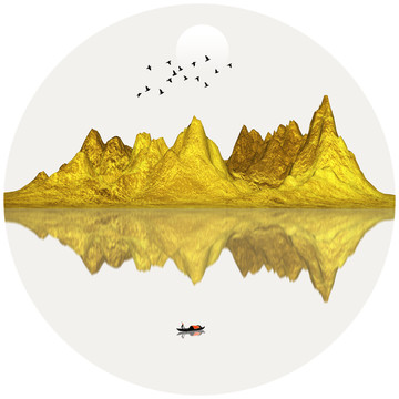 金色山水画 装饰画