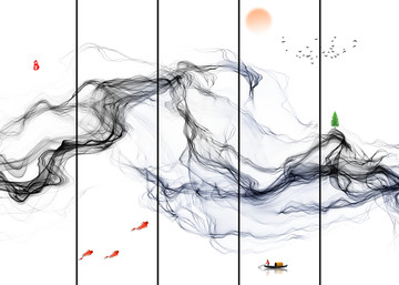 抽象水墨山水画 写意水墨画