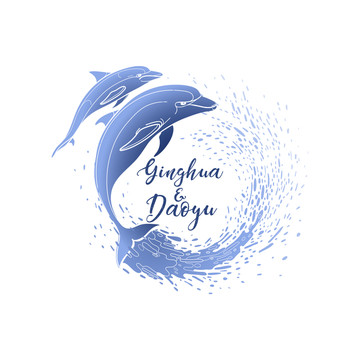 海洋海豚婚礼主题LOGO爱情