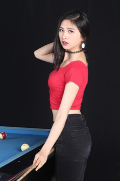 台球美女