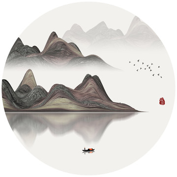 新中式抽象意境山水画