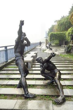 纤夫 重庆南滨公园雕塑