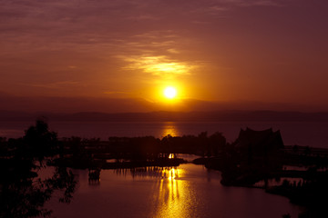 晚霞 朝霞 夕阳 湿地