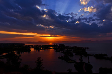 晚霞 朝霞 夕阳 湿地