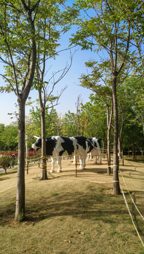 公园里的奶牛雕塑
