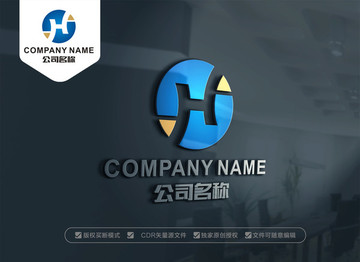 HJ字母LOGO设计 JH标志