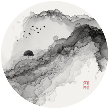 抽象意境水墨画