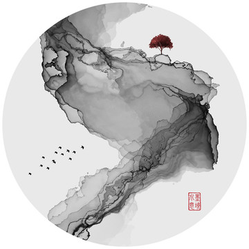 新中式抽象意境水墨画