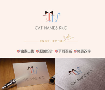 字母TT 猫logo
