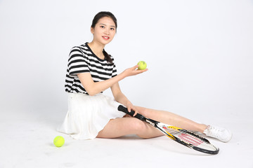 休闲运动网球女孩 