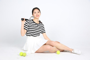 休闲运动网球女孩 