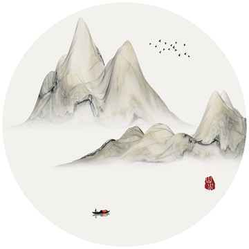 新中式抽象意境山水装饰画