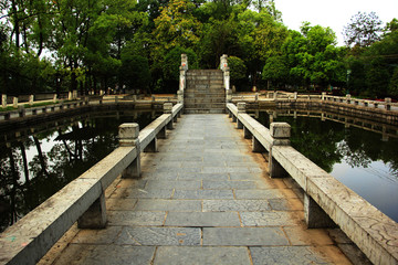 园林景观 池塘 石桥