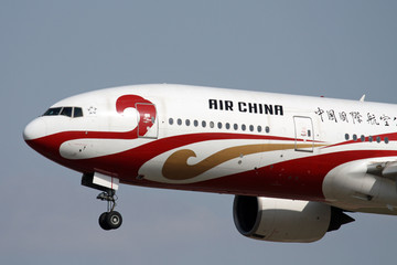 中国国际航空 彩绘飞机 降落
