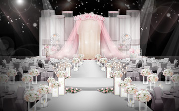 白粉色婚礼仪式区