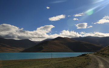 羊湖 蓝色湖水