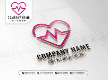 桃心M字母LOGO设计 M标志