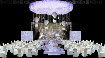 紫色梦幻婚礼舞台效果图