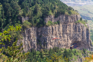 直升飞机航拍北岳恒山