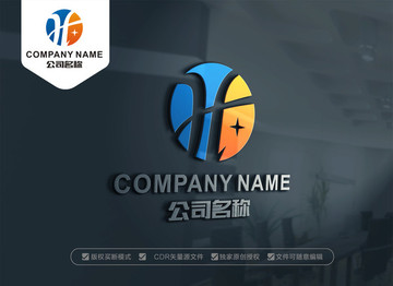 HF字母LOGO设计 FH标志