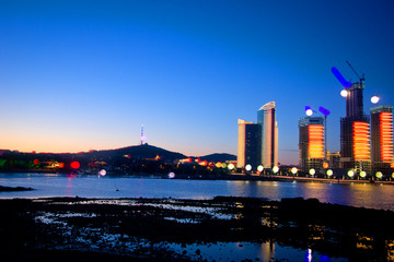 青岛风光 青岛夜景 灯光 海岸